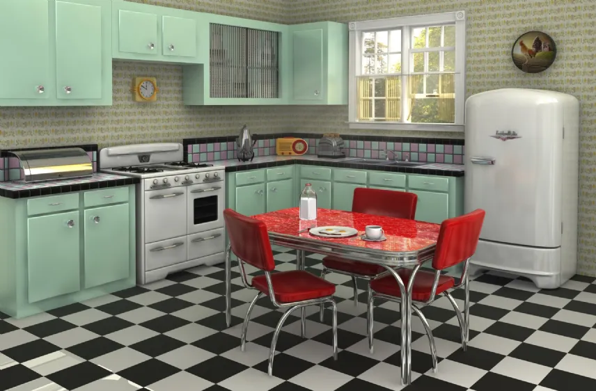 cucina anni 50 americana in stile vintage