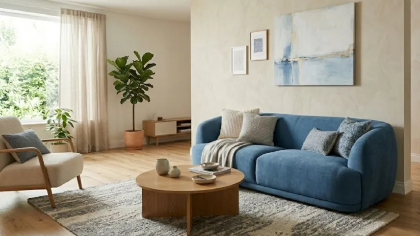 Divano in linea blu polvere