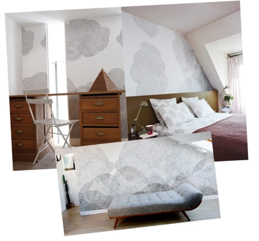 Carta da parati per camera da letto motivo Cloudy